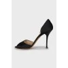 Open-toe stiletto heels in fabric