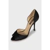 Open-toe stiletto heels in fabric