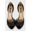 Open-toe stiletto heels in fabric