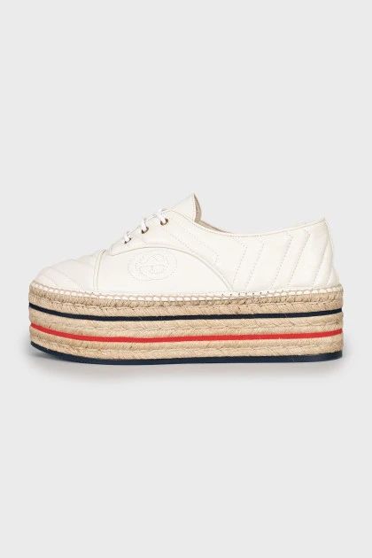 Leather platform espadrilles