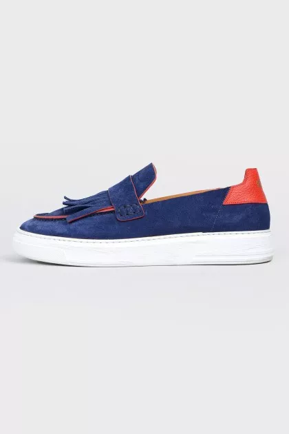 Suede blue moccasins