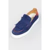 Suede blue moccasins