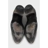 Black leather shoes with almond toe