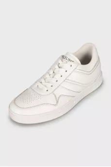 White leather sneakers with logo
