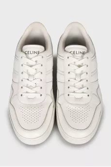 White leather sneakers with logo