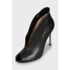 Black leather open toe ankle boots