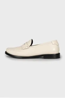 White leather loafers