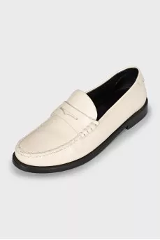 White leather loafers