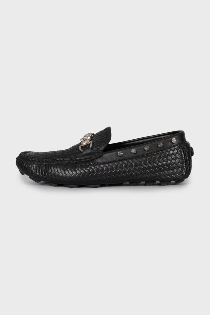 Men's moccasins with silver decor