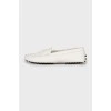 White leather moccasins