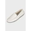 White leather moccasins