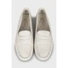 White leather moccasins