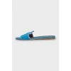 Blue suede slippers