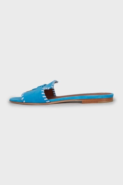 Blue suede slippers