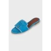 Blue suede slippers