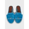Blue suede slippers