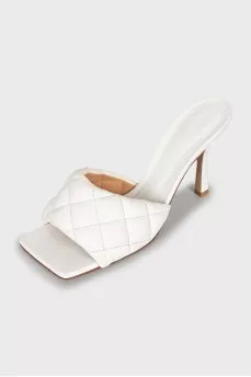 White leather mules with heels