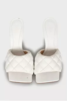 White leather mules with heels