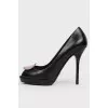 Peep toe stiletto heels