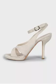 Grey leather sandals
