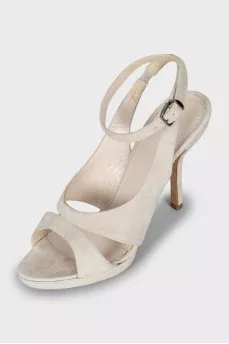 Grey leather sandals