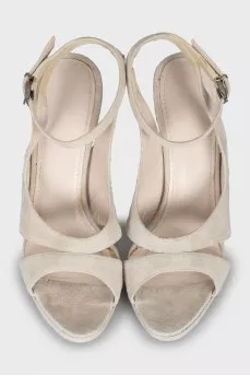 Grey leather sandals