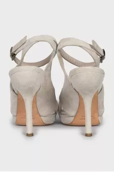 Grey leather sandals