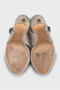 Grey leather sandals