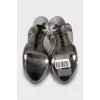 Silver leather stiletto heel sandals