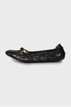 Snakeskin Square Toe Ballet Flats
