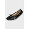 Snakeskin Square Toe Ballet Flats