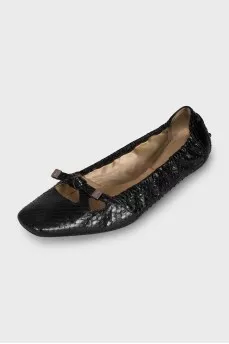 Snakeskin Square Toe Ballet Flats
