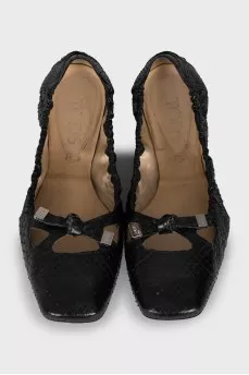Snakeskin Square Toe Ballet Flats