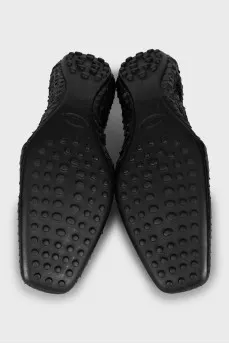 Snakeskin Square Toe Ballet Flats
