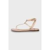 Pink leather sandals