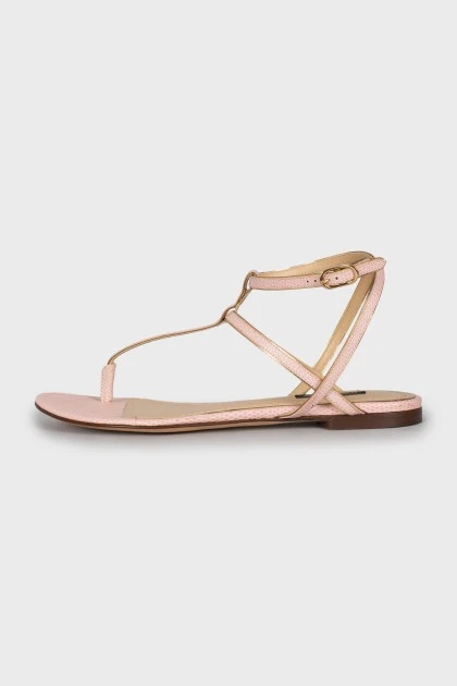 Pink leather sandals