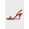 Red snakeskin sandals