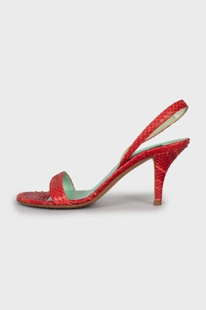Red snakeskin sandals