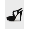 Suede slingbacks with high heels