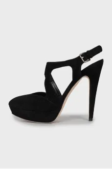 Suede slingbacks with high heels