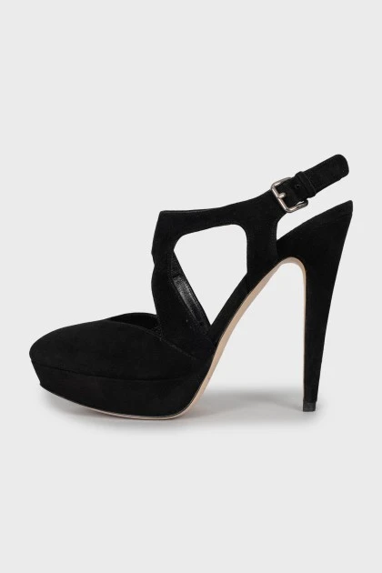 Suede slingbacks with high heels