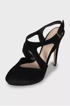 Suede slingbacks with high heels