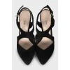 Suede slingbacks with high heels