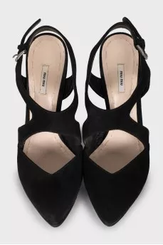 Suede slingbacks with high heels