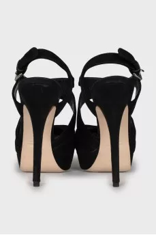 Suede slingbacks with high heels