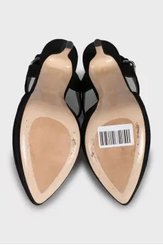 Suede slingbacks with high heels
