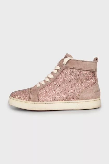 High top sneakers decorated with rhinestones