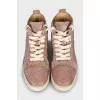 High top sneakers decorated with rhinestones
