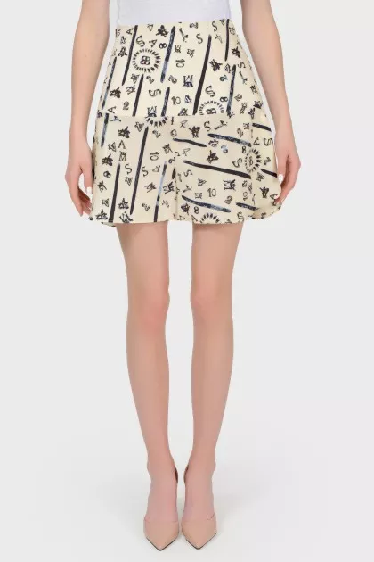 Skirt-Schorts in an abstract print with a tag