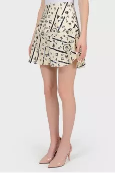 Skirt-Schorts in an abstract print with a tag
